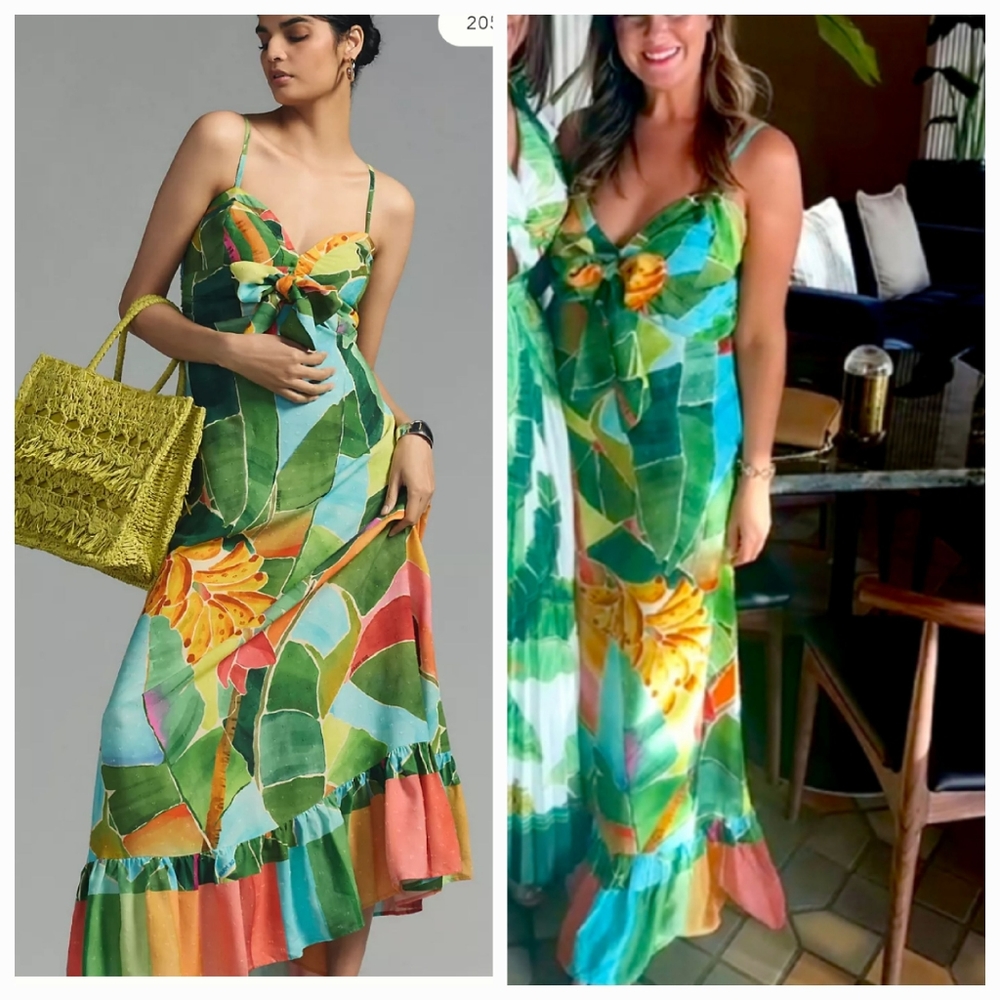 Farm Rio Tie Waist Printed Maxidress